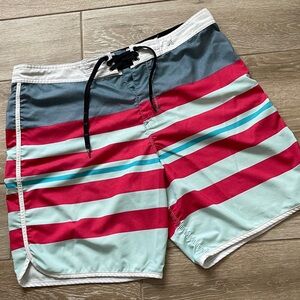 Hurley Lace Up Board Shorts SIZE 33 Zippered Back Pocket